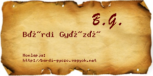 Bárdi Győző névjegykártya